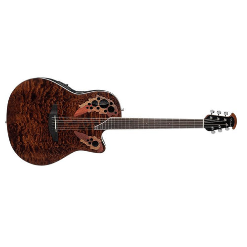 Ovation CE48PTGE Celebrity Elite Super Shallow Tiger Eye Brown Quilt Chitarra Acustica Elettrificata