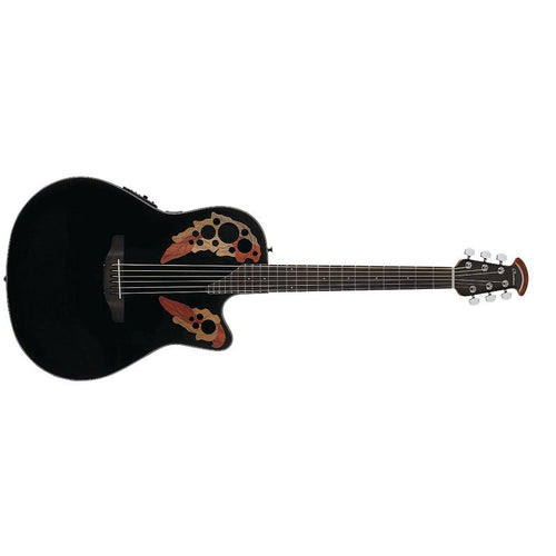 Ovation CE445 Black Celebrity Elite Plus Mid Cutaway Chitarra Acustica Elettrificata