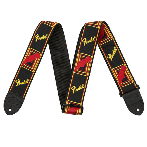 Fender 2 Monogrammed Strap BlackYellowRed Mono Tracolla