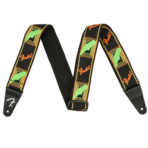 Fender Neon Monogrammed Strap GreenOrange Tracolla