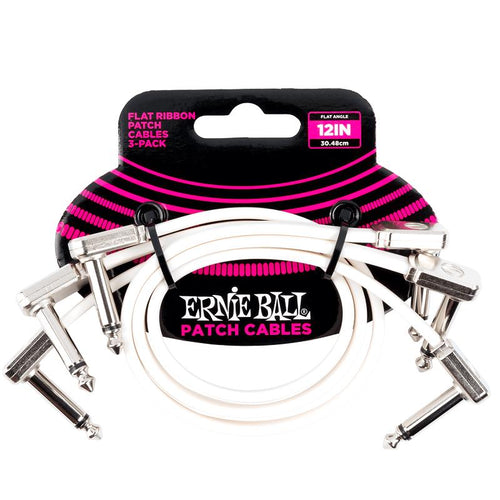 Ernie Ball 6386 Flat Ribbon Patch Cable White 3048cm 3Pk