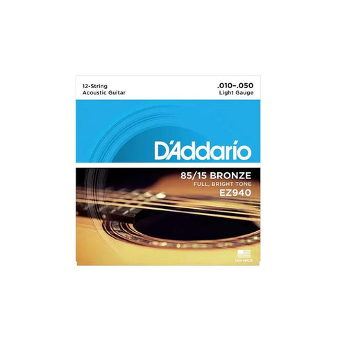 DAddario EZ940 Bronze 8515 Light Gauge 010050 Muta di corde per chitarra acustica 12 corde