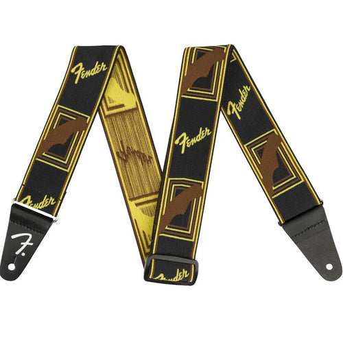 Fender WeighLess Monogram Strap BlackYellowBrown 2 Tracolla
