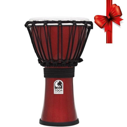 Toca TFCDJ7MR Djembe Sintetico 7 Metallic Red Freestyle Colorsound
