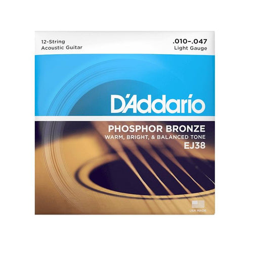DAddario EJ38 Light Gauge 1047 Muta di corde per Chitarra Acustica 12 Corde