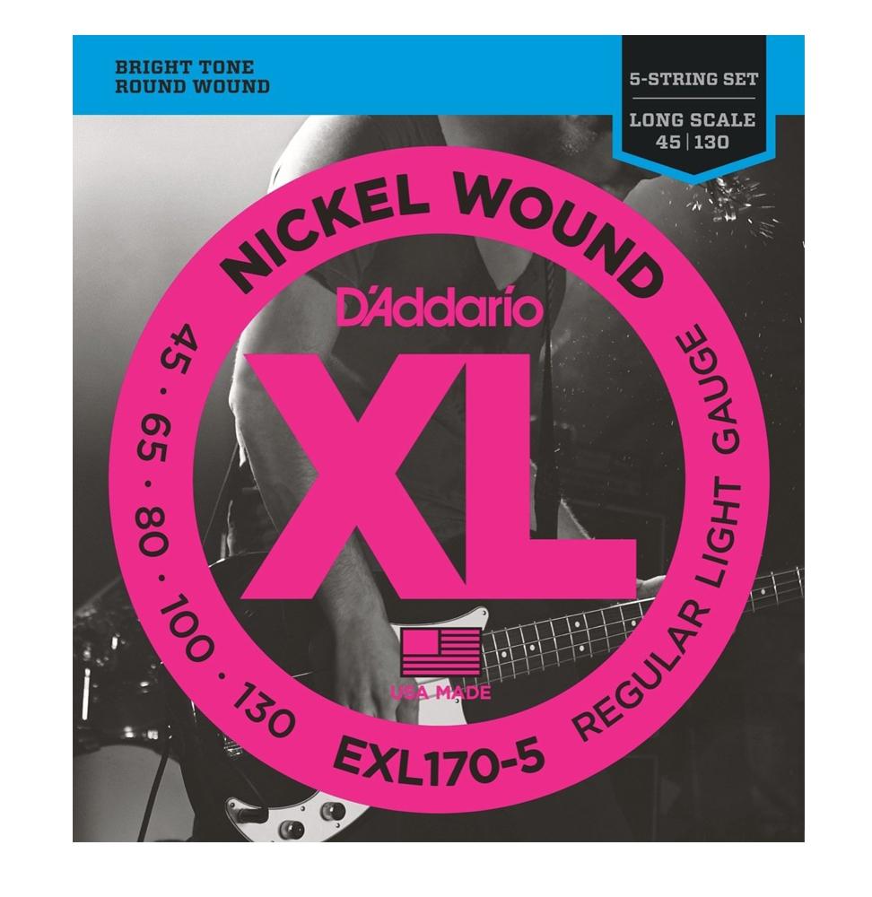 D'Addario EXL170-5 Regular Light 045-130 Muta di corde per basso elettrico