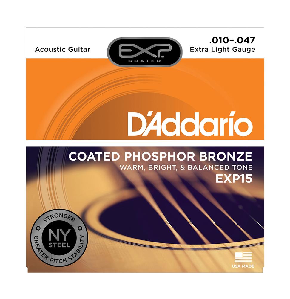 D'Addario EXP 15 Extra Light Phosphor Bronze Muta di corde per chitarra acustica