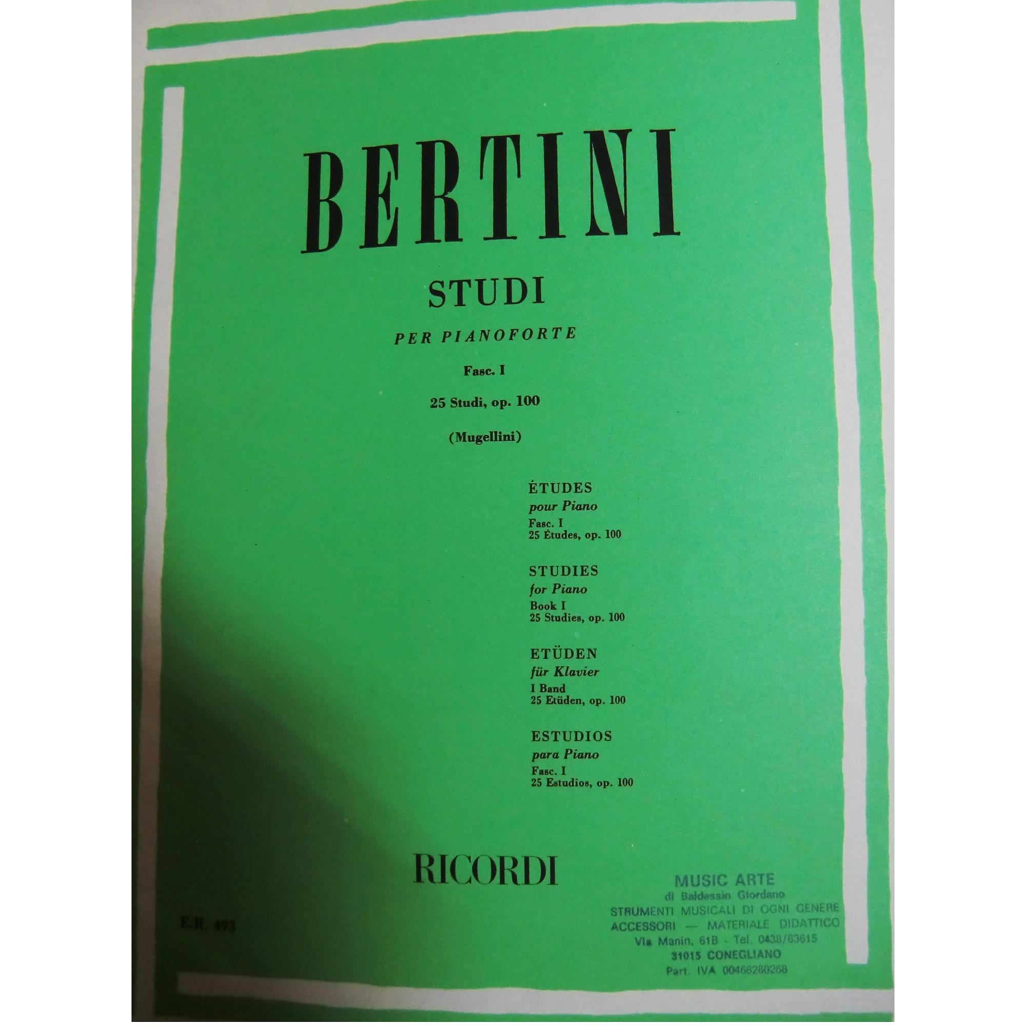 Bertini Studi per pianoforte Fasc. 1 25 studi, op. 100 (Mugellini) Ricordi