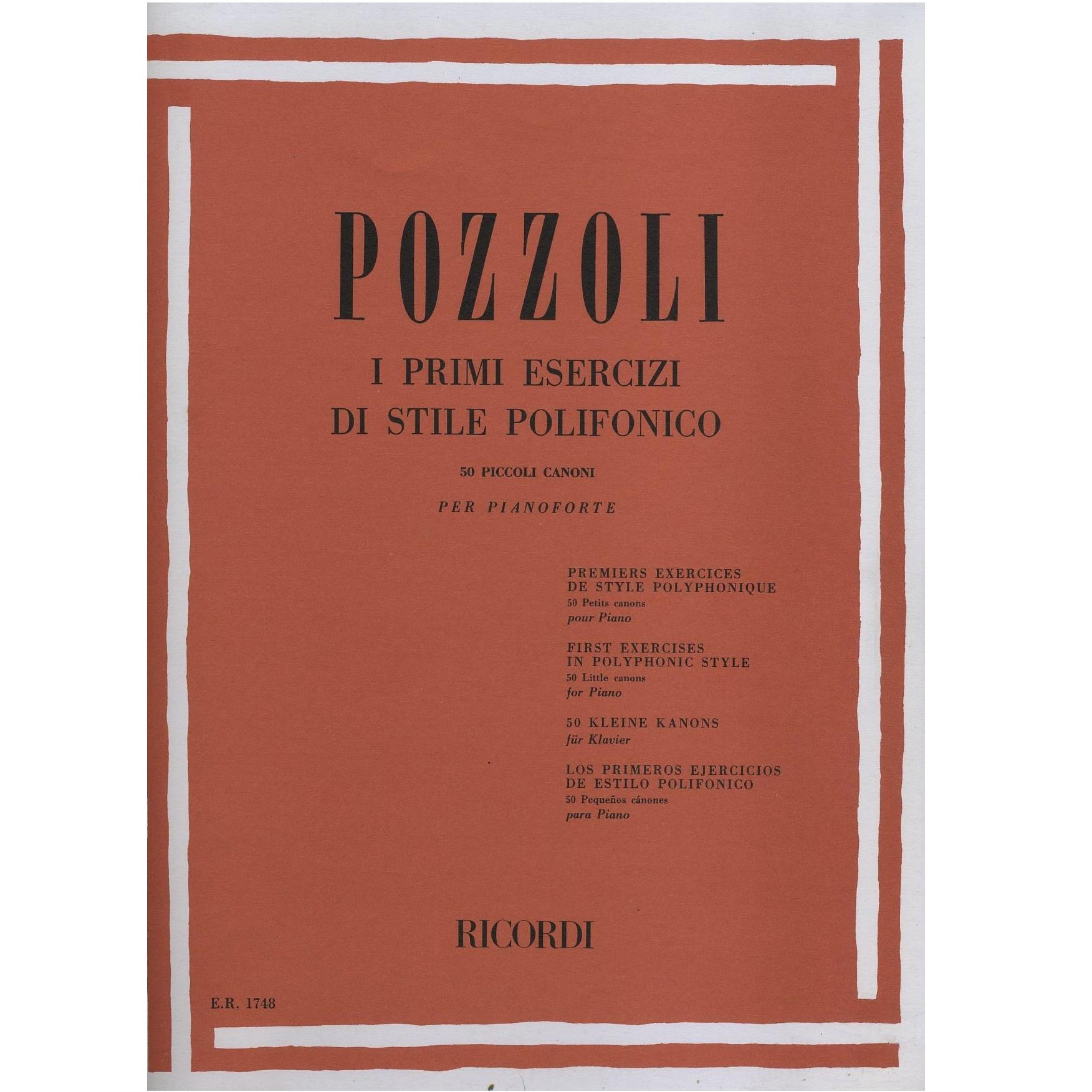 Pozzoli I primi esercizi di stile Polifonico 50 piccoli canoni per pianoforte - Ricordi