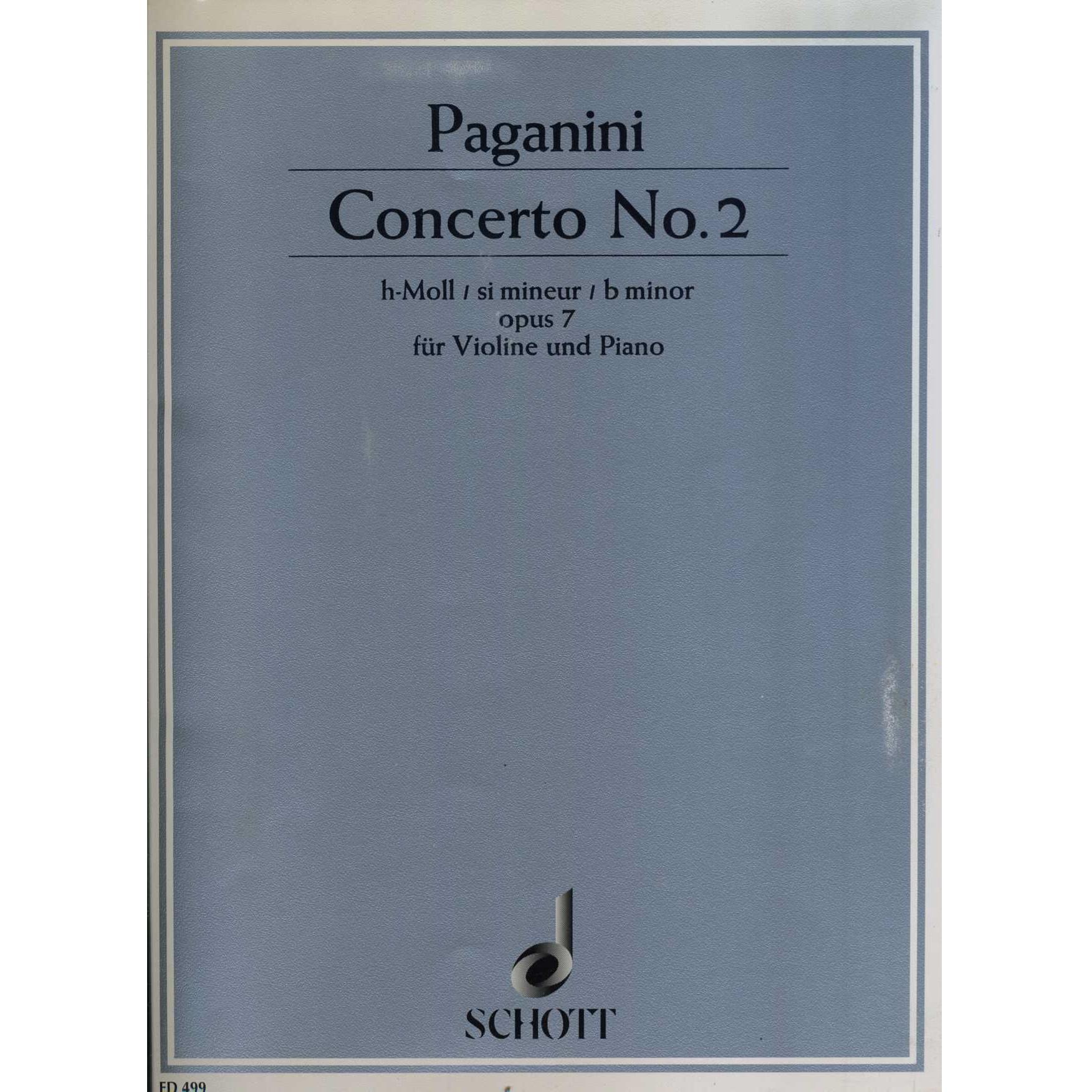 Paganini Concerto No. 2 B minor opus 7 fur Violine und Piano - Schott