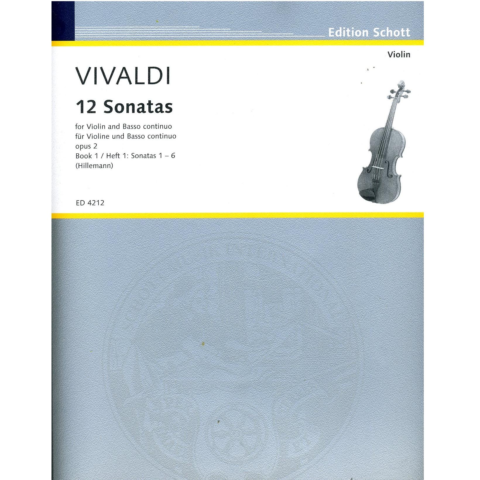 Vivaldi 12 Sonatas for Violine and Basso continuo Book 1 1-6 (Hillemann) - Schott