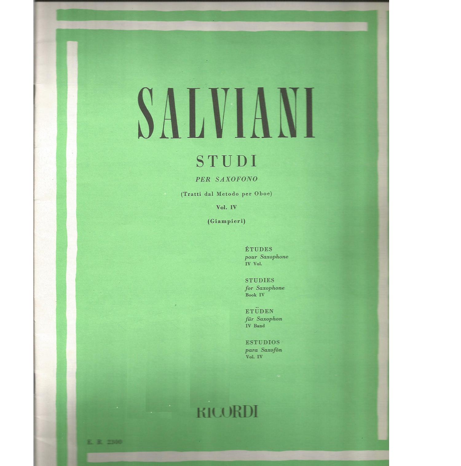Salviani STUDI per Saxofono (Tratti dal Metodo per Oboe) Vol. IV (Giampieri) - Ricordi