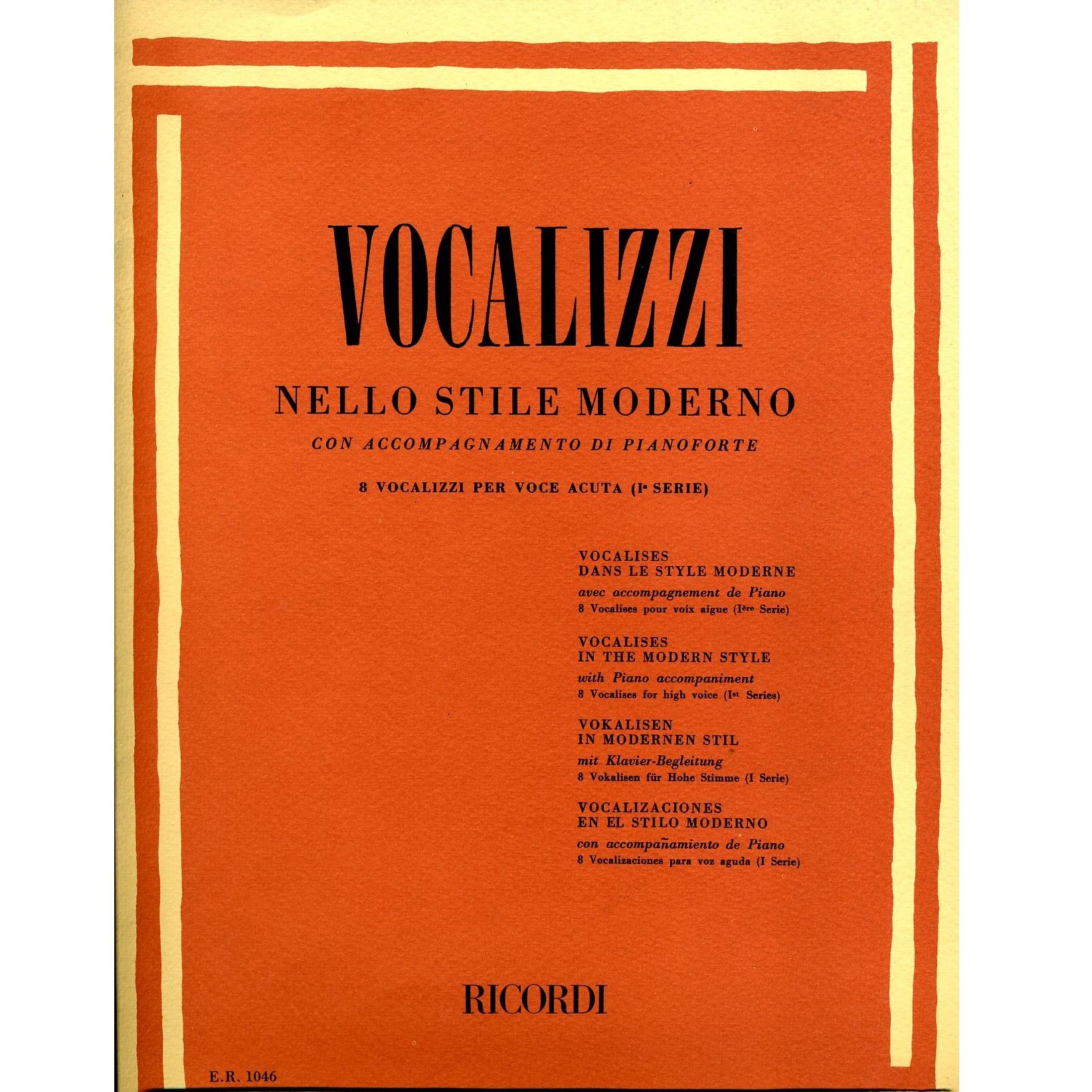 Vocalizzi NELLO STILE MODERNO con accompagnamento di pianoforte a vocalizzi per voce acuta (Ia Serie) - Ricordi 