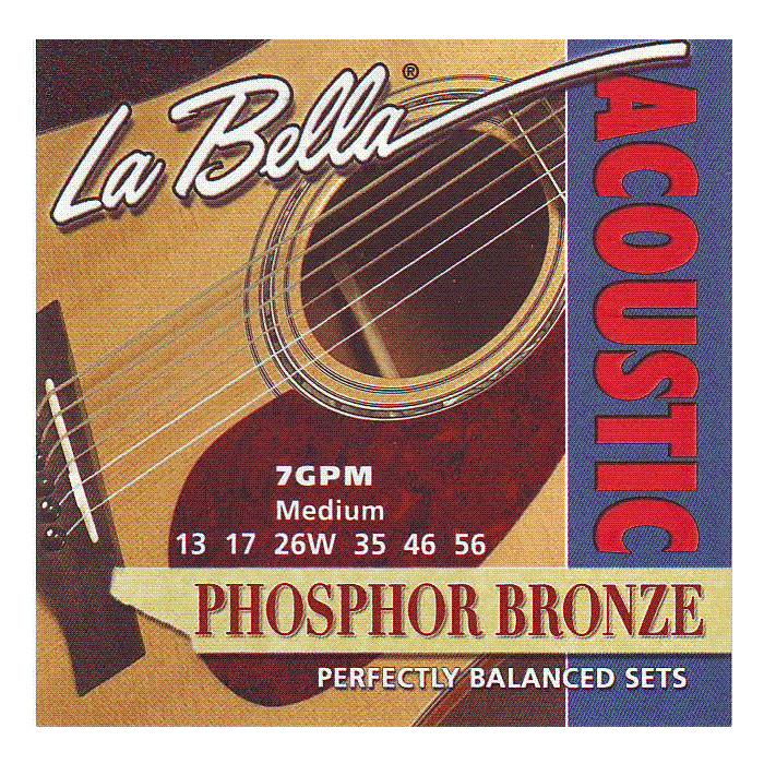La Bella 7GPM Medium Phosphor Bronze Muta di corde per chitarra acustica
