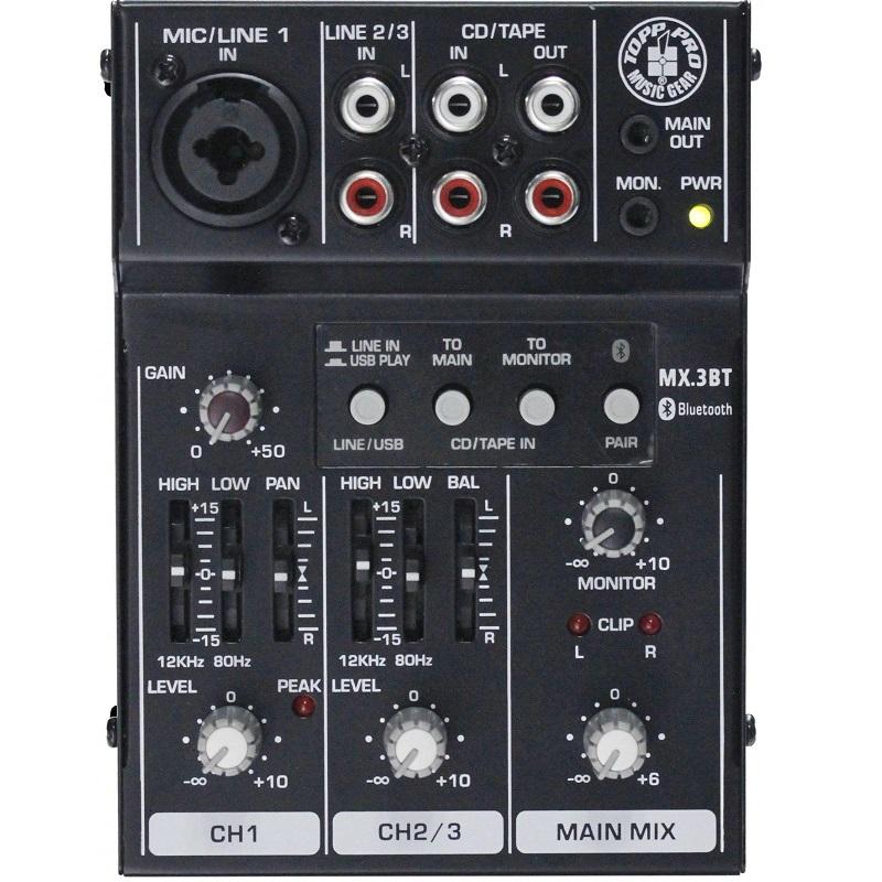 Topp Pro Mixer TP MX3BT Mixer Passivo con funzione USB e Bluetooth