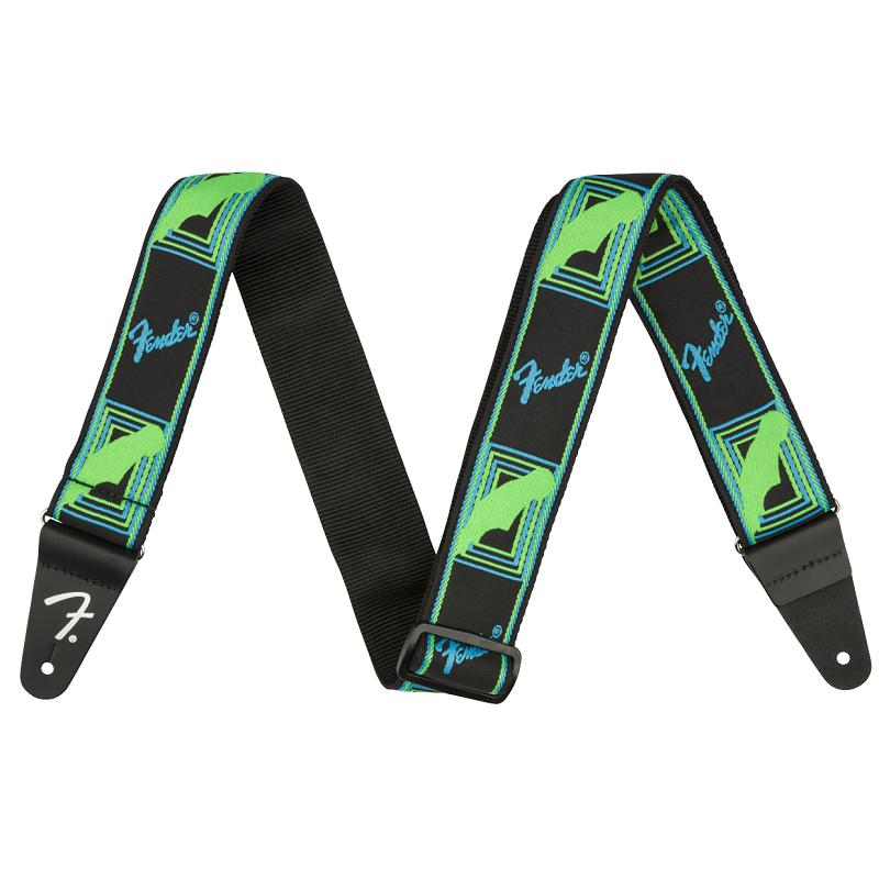 Fender Neon Monogrammed Strap Green/Blue Tracolla