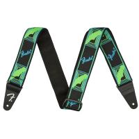 Fender Neon Monogrammed Strap Green/Blue Tracolla_1