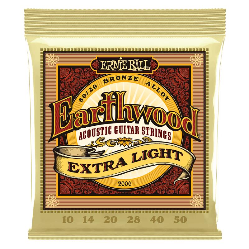 Ernie Ball 2006 Earthwood 80/20 Bronze Extra Light 10-50 Corde per chitarra acustica