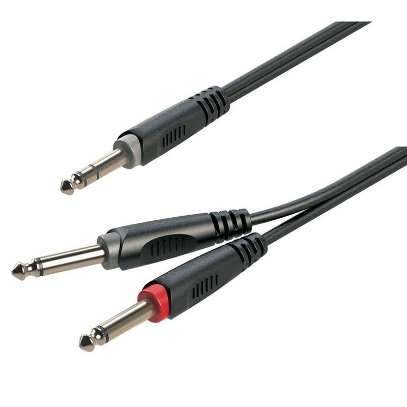 Soundsation JJJ-15BK Cavo adattatore a Y 6.3mm Jack maschio STEREO - 2x6.3mm Jack maschio MONO / 1.5mt