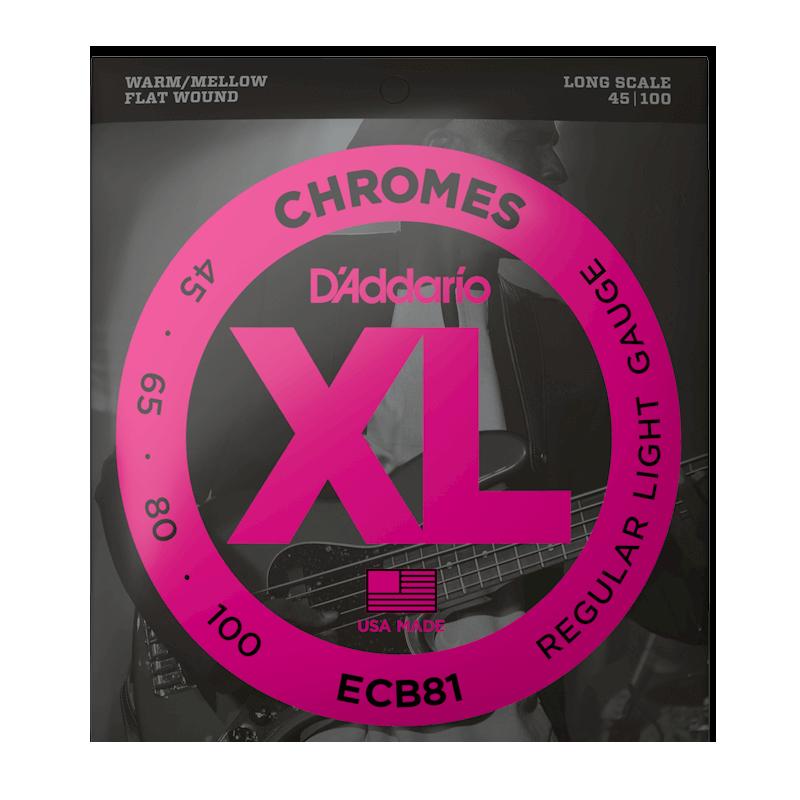 D'Addario ECB81 Flat Wound 45-100 Regular Light Long Scale Muta di corde per basso