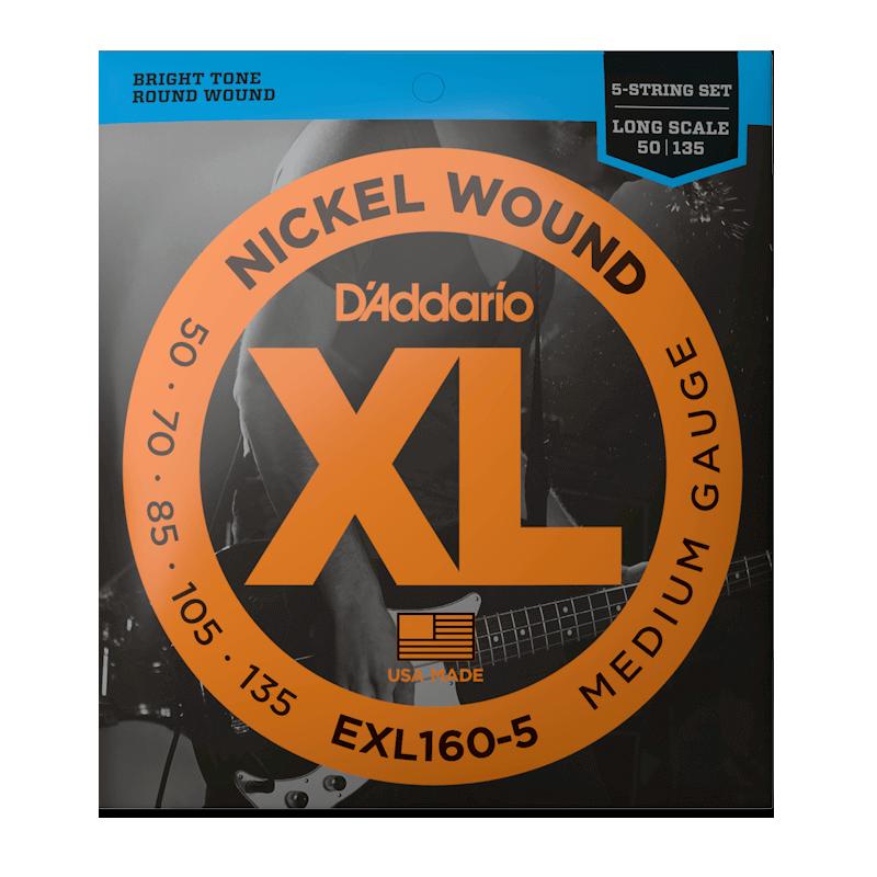 D'Addario EXL160-5 50-135 Medium Long Scale Muta di corde per basso