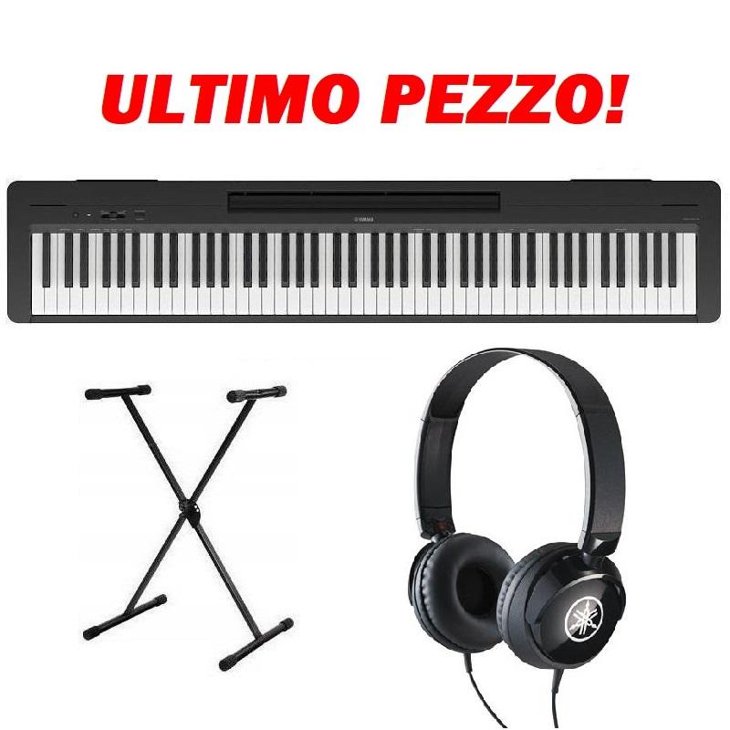 Yamaha P145 Black + Supporto a X e Cuffie Yamaha HPH50 - Pianoforte Digitale ULTIMO PEZZO!