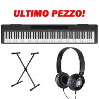 Yamaha P145 Black + Supporto a X e Cuffie Yamaha HPH50 - Pianoforte Digitale ULTIMO PEZZO!