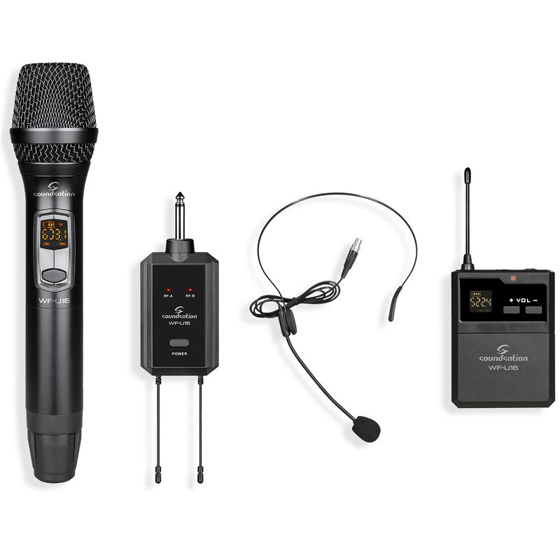 Soundsation Pocketmic U16HP-A1 Sistema wireless compatto UHF doppio con 2x16 canali, 1 Mic. Palmare & 1 Trasm. Tascabile - 521.4-549.6MHz