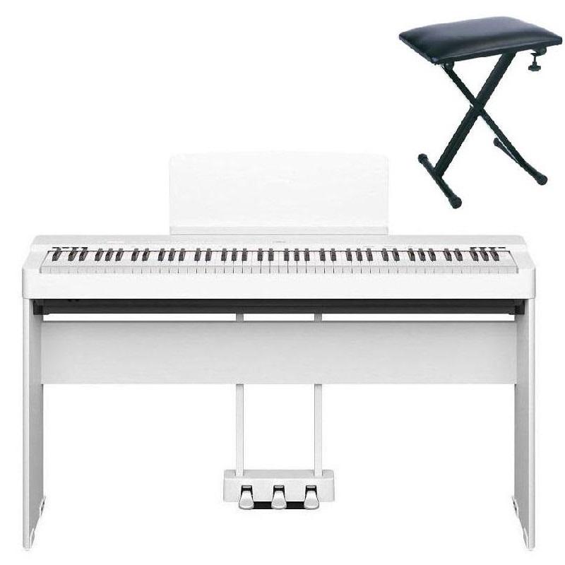 Yamaha P225 White Pianoforte Digitale + Stand L200 WH + Pedaliera LP1 WH + Panca in metallo