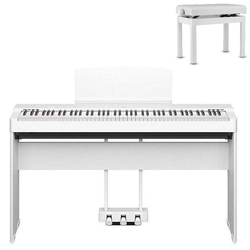 Yamaha P225 White Pianoforte Digitale + Stand L200 WH + Pedaliera LP1 WH + Panca in legno