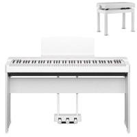 Yamaha P225 White Pianoforte Digitale + Stand L200 WH + Pedaliera LP1 WH + Panca in legno