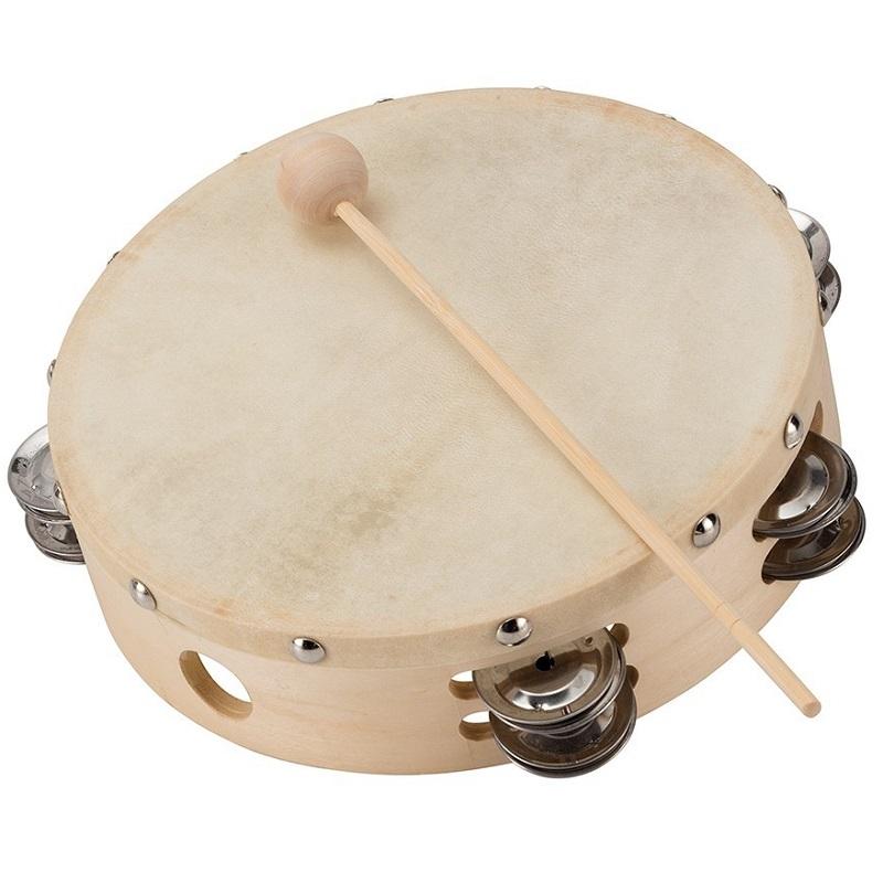 Soundsation ST2R-12 Tamburello in acero con pelle naturale e piattelli 12