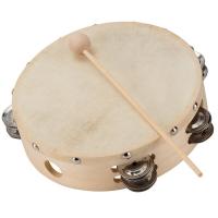 Soundsation ST2R-12 Tamburello in acero con pelle naturale e piattelli 12