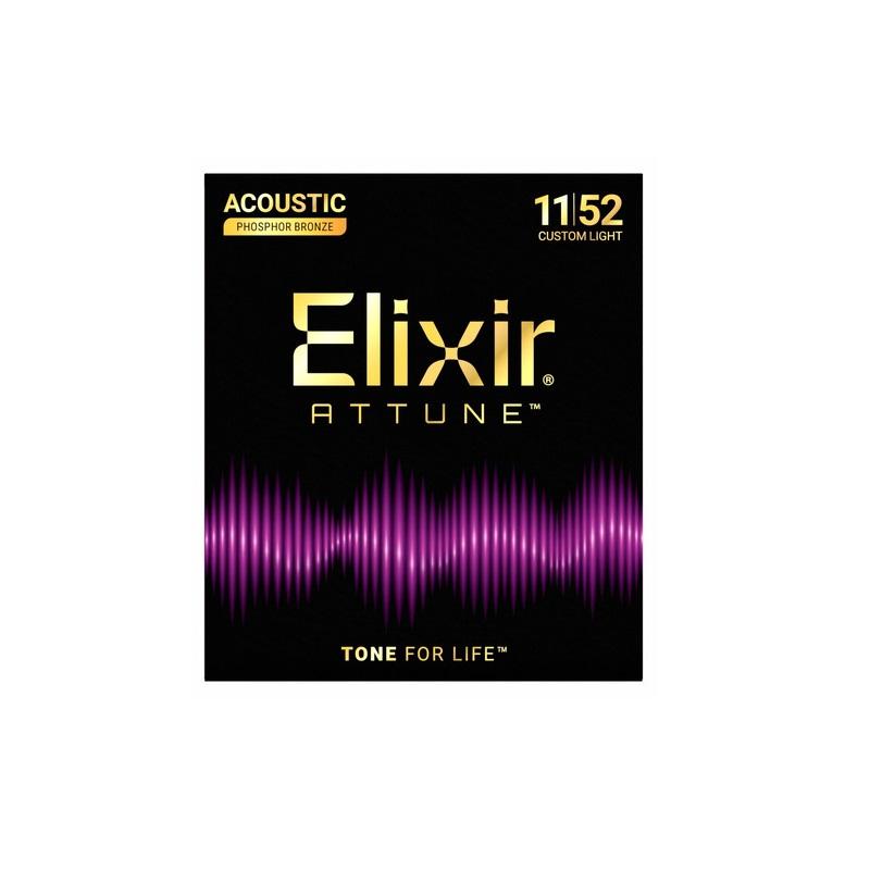Elixir 21027 11-52 Custom Light Phospor Bronze Muta di Corde per chitarra acustica