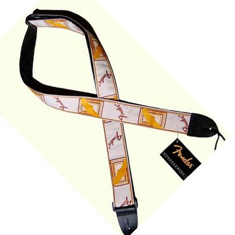 Fender Monogrammed Straps White Brown Yellow Tracolla