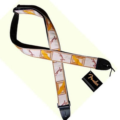 Fender Monogrammed Straps White Brown Yellow Tracolla