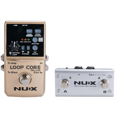 Nux LOOP CORE DELUXE BUNDLE Loop Core Deluxe NMP2 Footswitch Pedale per chitarra elettrica