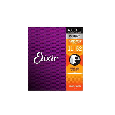 Elixir 11027 1152 Nanoweb Custom Light Acoustic Bronze Muta di corde per chitarra acustica