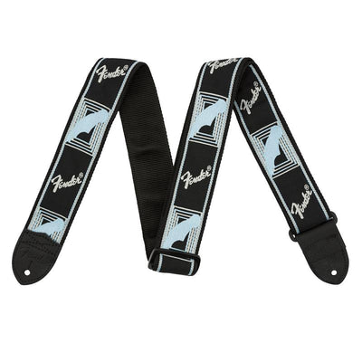 Fender 2 Monogrammed Strap Black Light GreyBlue Mono Tracolla