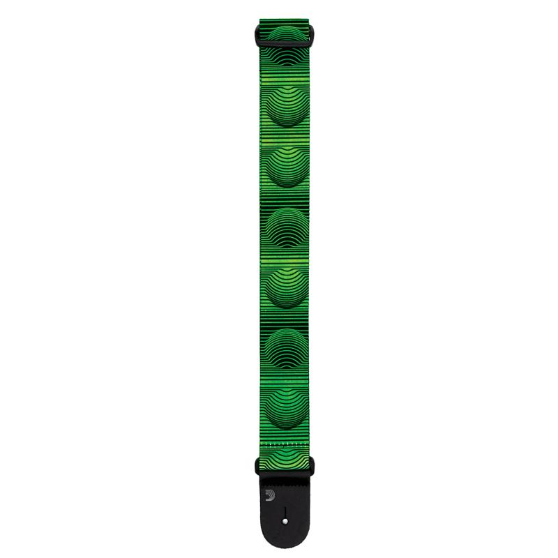 DAddario P20W1506 Polyester Woven Guitar Strap Green Optical Orbs Tracolla - immagine 2