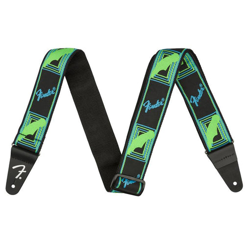 Fender Neon Monogrammed Strap GreenBlue Tracolla