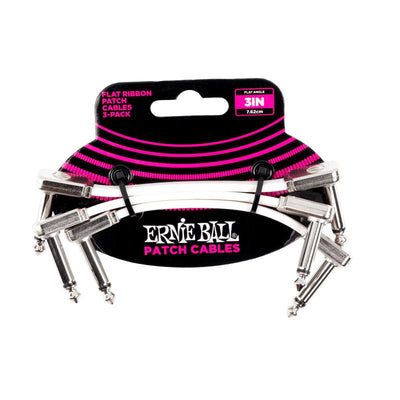 Ernie Ball 6384 Flat Ribbon Patch Cable 762 cm White 3 pk