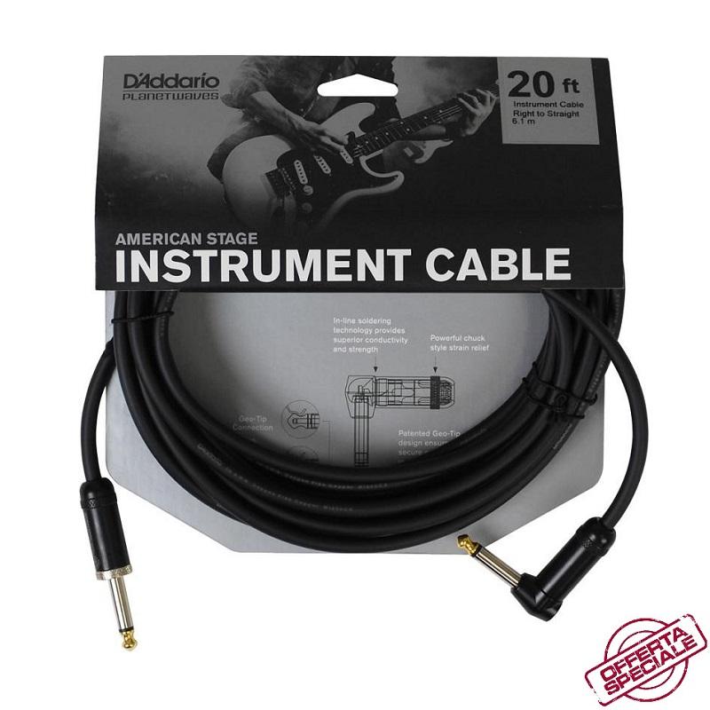PWAMSGRA20 American Stage with Right Angle 20 ft 610 m DAddario Planet Waves Cavo