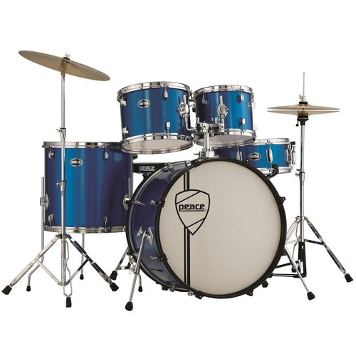 Peace Vulcanian DP10522CHC22 Metallic Blue Batteria acustica con pelli Remo