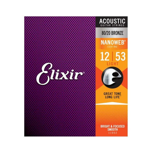 Elixir 11052 1253 Nanoweb Light Acoustic Bronze Corde per chitarra acustica