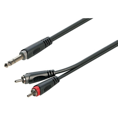 Soundsation JRR30BK Cavo adattatore 63mm Jack maschio STEREO 2xRCA maschio 3mt