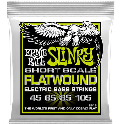 Ernie Ball 2818 Slinky Short Scale Flatwound El Bass 45105 Muta di corde lisce per basso SCALA CORTA