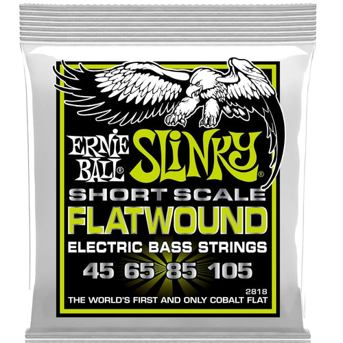 Ernie Ball 2818 Slinky Short Scale Flatwound El Bass 45105 Muta di corde lisce per basso SCALA CORTA