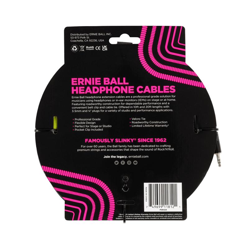 Ernie Ball 6424 Cavo Prolunga Cuffie Trs Jack Piccolo 3m - immagine 2
