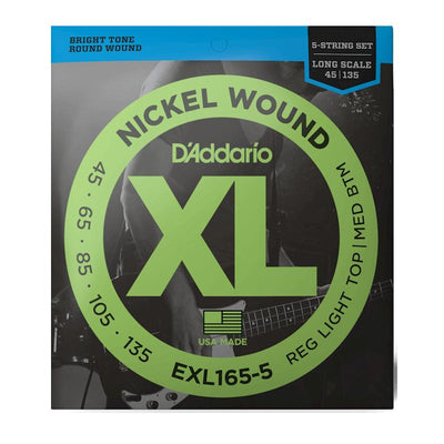 DAddario EXL1655 45135 Regular Light TopMedium Bottom Long Scale Muta di corde per basso